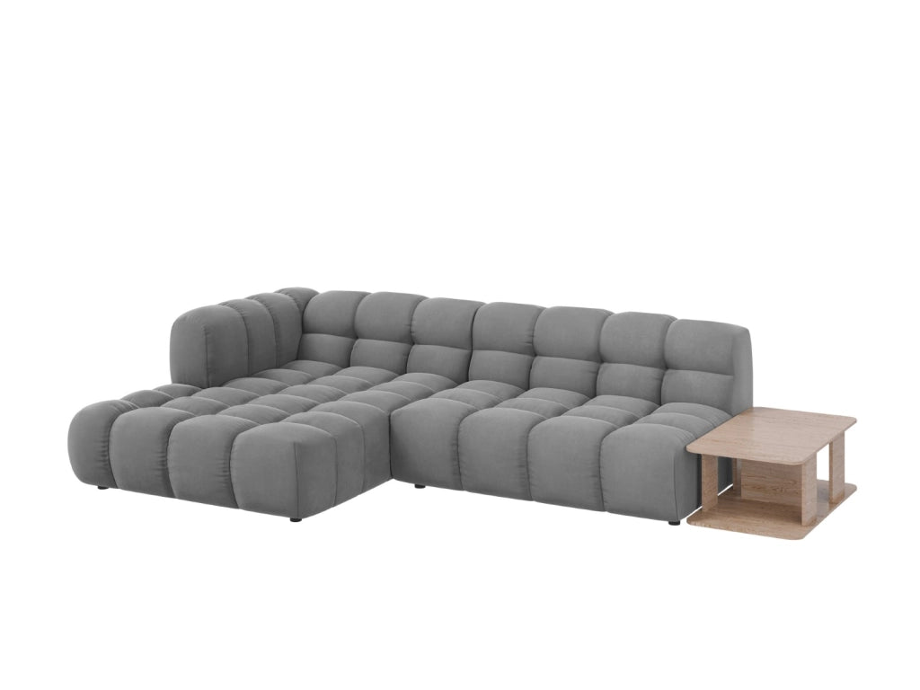Cosmopolitan Design - Divano angolare modulare sinistro "Sky" 4 posti in velluto grigio chiaro 