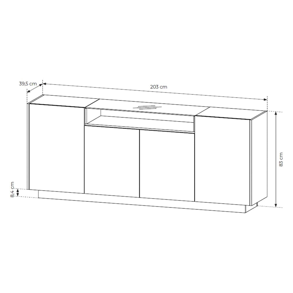 Madia Halefa, Credenza 4 Ripiani, 103x40x83h cm Beige