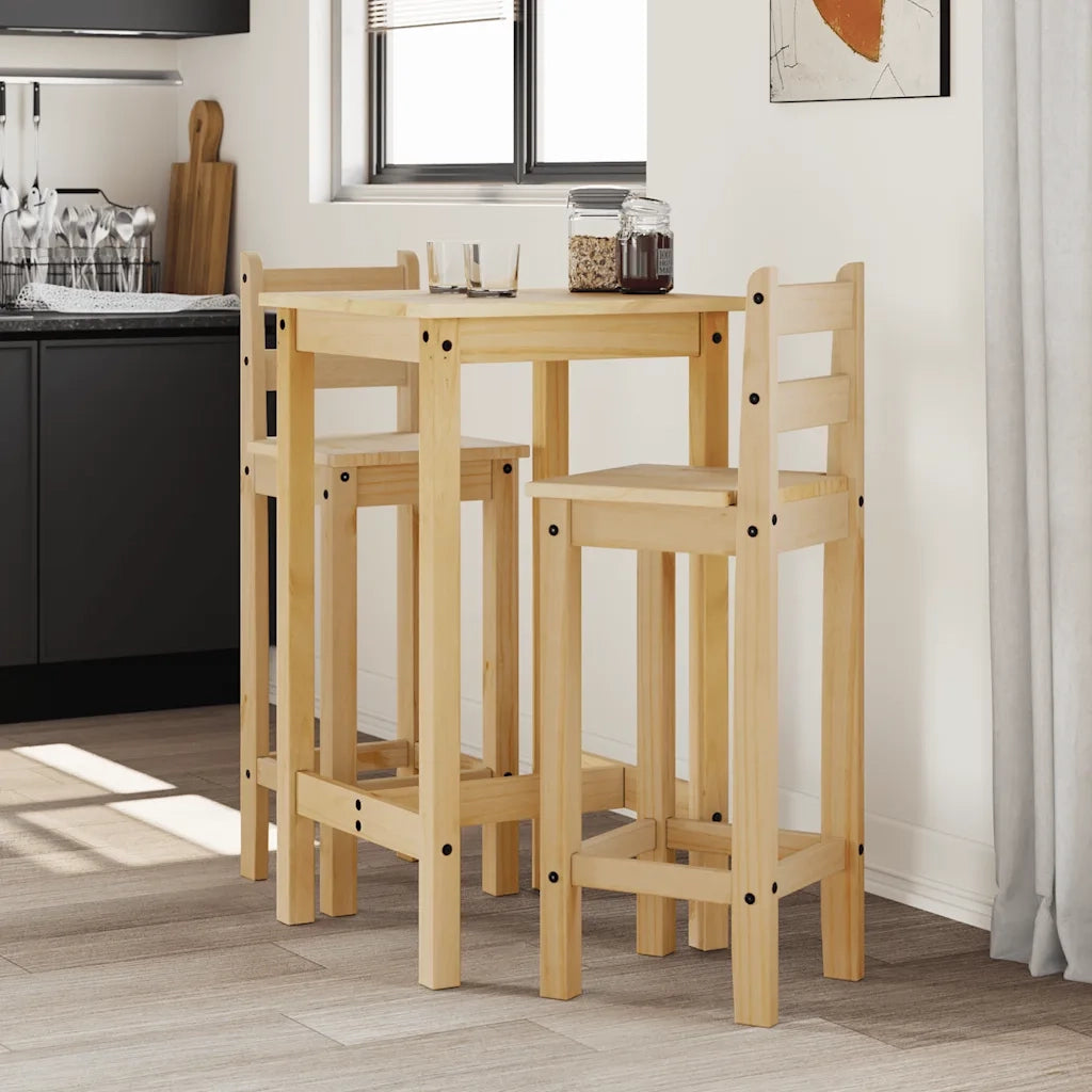 Set da Bar 3 pz in Legno Massello di Pino CFW5564640