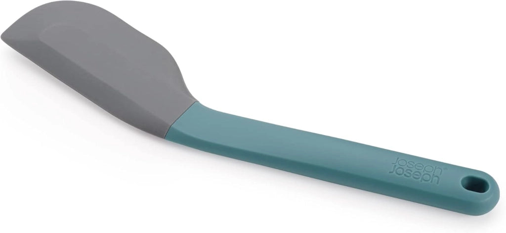 Joseph Joseph Duo Spatola cucina in silicone ed antiaderente, leccapentole per dolci con testa angolata, adatta per recipienti di miscelazione, Blu/Nero