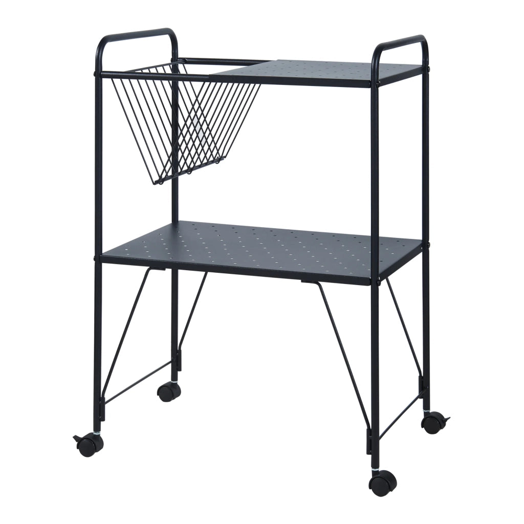 Carrello di servizio mobile contenitore per cucina/soggiorno 73 x 50 x 33 cm acciaio nero 03_0009219