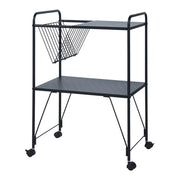 Carrello di servizio mobile contenitore per cucina/soggiorno 73 x 50 x 33 cm acciaio nero 03_0009219