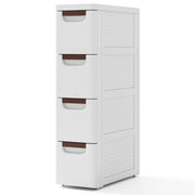 Mobiletto di stoccaggio stretto per spazi ridotti, Unit¨¤ organizzatrice a 4 cassetti con ruote incorporate Bianco-Cassettiere