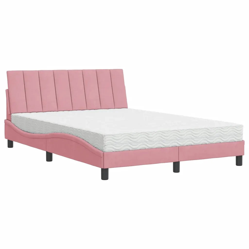 Letto con Materasso Hanko Rosa 140x200 cm in Velluto