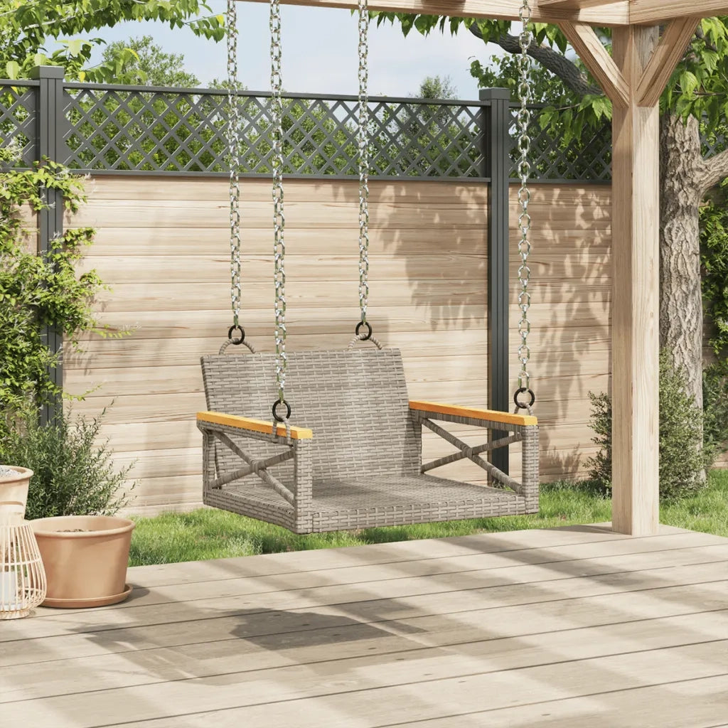Panchina a Dondolo Grigia 63x62x40 cm in Polyrattan 368171