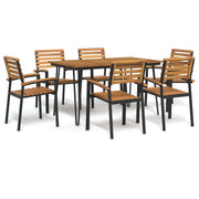 Set Pranzo da Giardino 7 pz Legno Massello di Acacia e Metallo