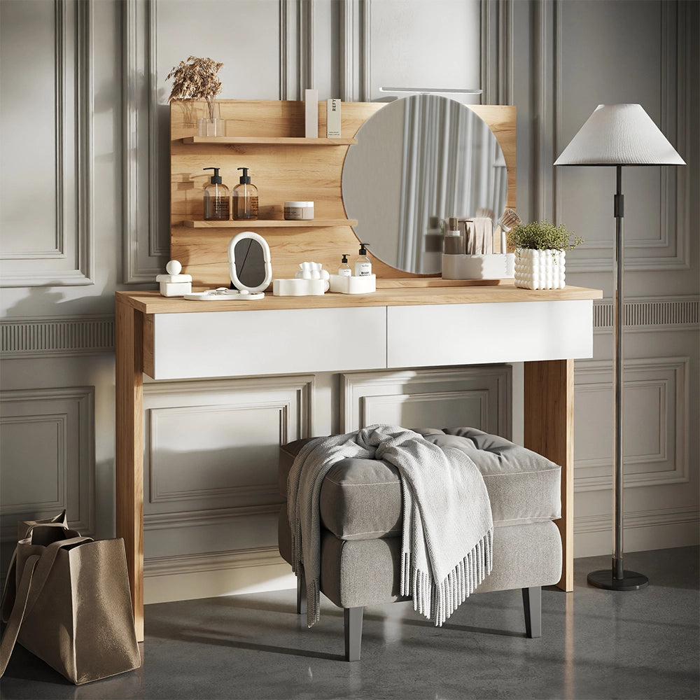 Vicco Specchio con mensola Rovere 100 x 50 cm con 3 scomparti aperti