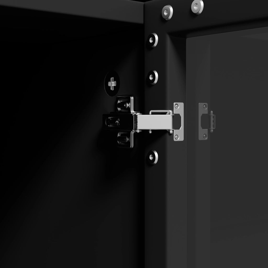 Vetrina con 2 ante in vetro, LED controllato da app, 2 cassetti e ripiani, per soggiorno, nero, 70 × 36 × 170 cm