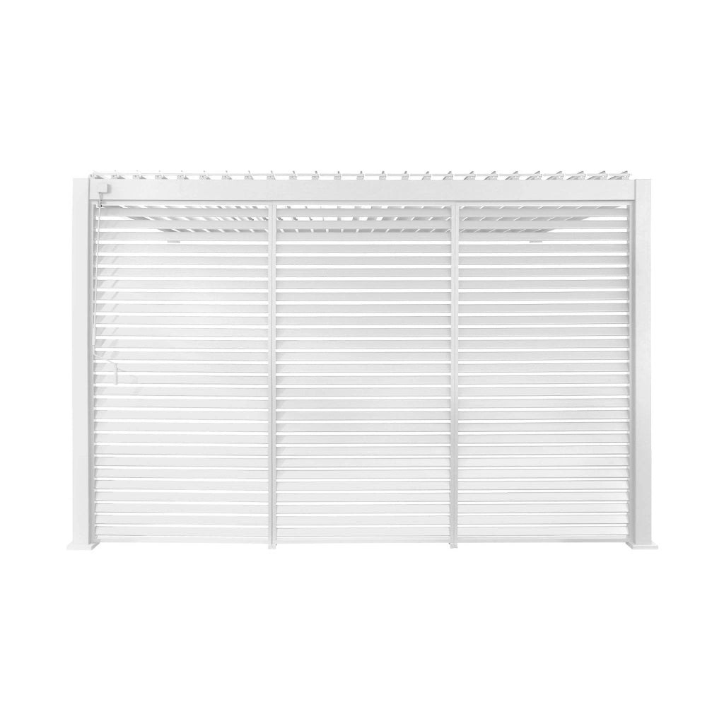 Pergola bioclimatica in alluminio addossata 3x4m + 3 persiane 1.3m,