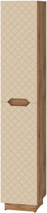 Armadio per il bagno Lotta, Rovere/cashmere con struttura in piastrelle, 33 x 186 cm con 2 porte