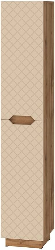 Armadio per il bagno Lotta, Rovere/cashmere con struttura in piastrelle, 33 x 186 cm con 2 porte