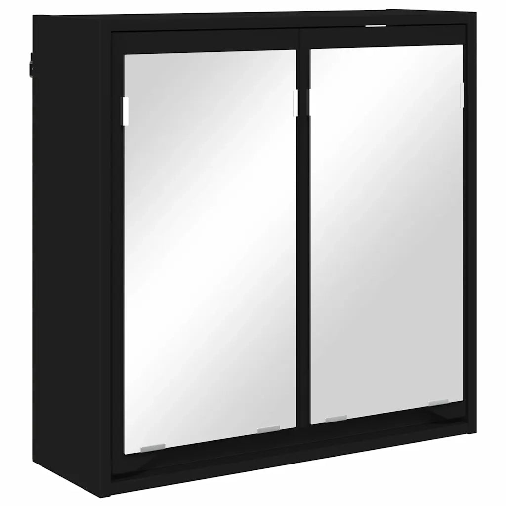 Mobiletto per specchio da bagno con porta Nero 60 x 20 x 60 cm