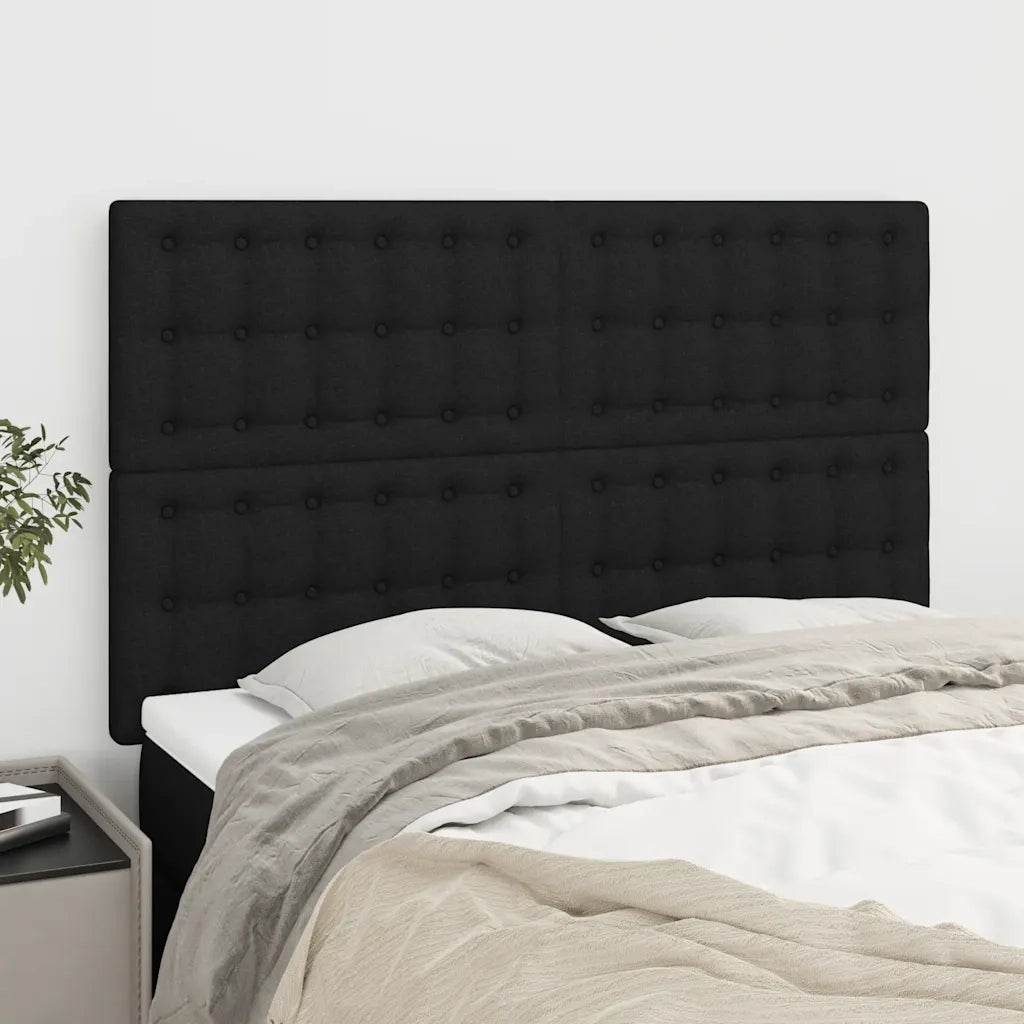 Testiera-Testata-Testiera Decorativa Nera 144x5x118/128 cm Tessuto 647349