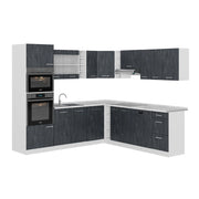Vicco Cucina angolare completa Nero cemento/bianco 237 x 247 cm senza piano di lavoro