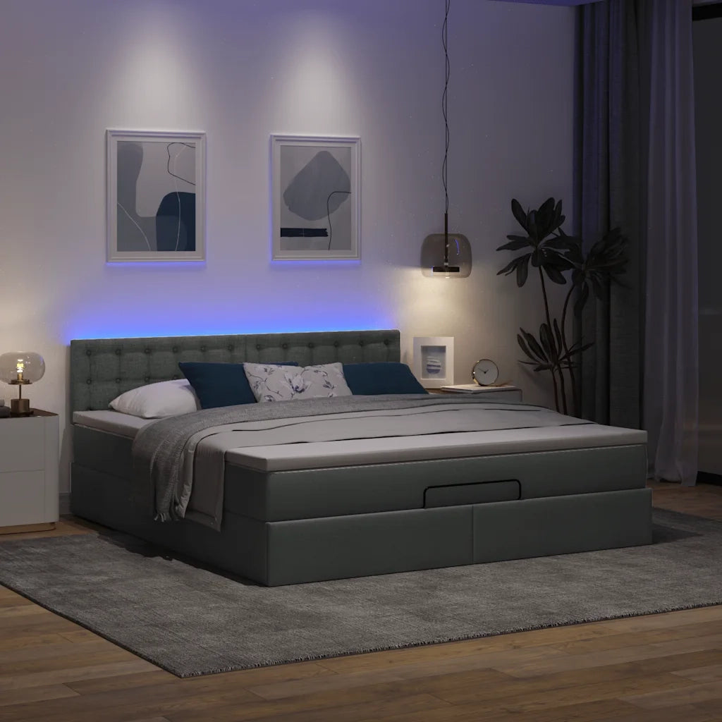 Struttura Letto Pouf con Materasso 160x200 cm in Tessuto 3312486