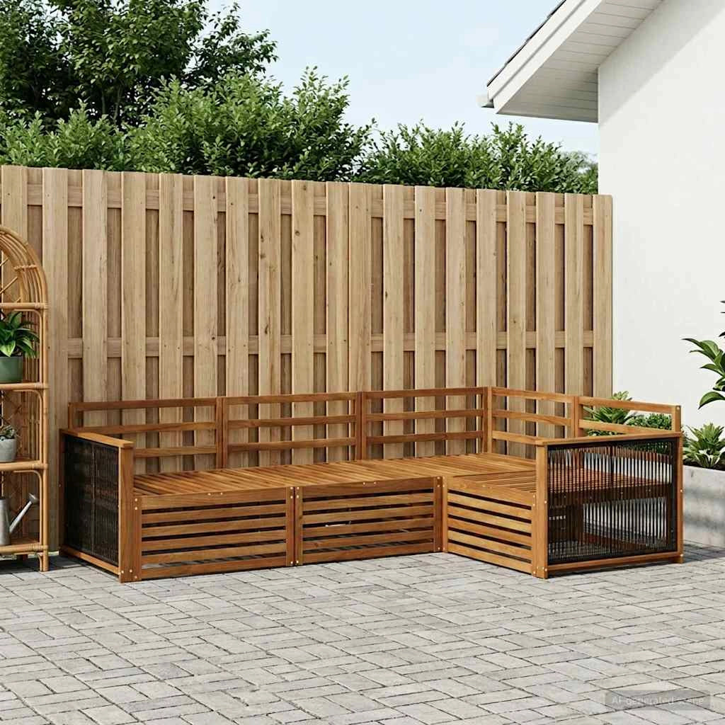 Set di divani da esterno 4 pz Naturale Legno di Acacia Massello 3383292