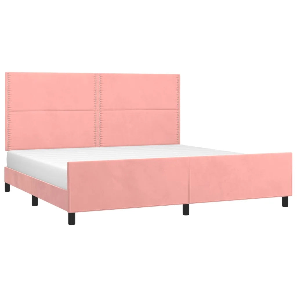 Giroletto con Testiera Rosa 200x200 cm in Velluto 3125719