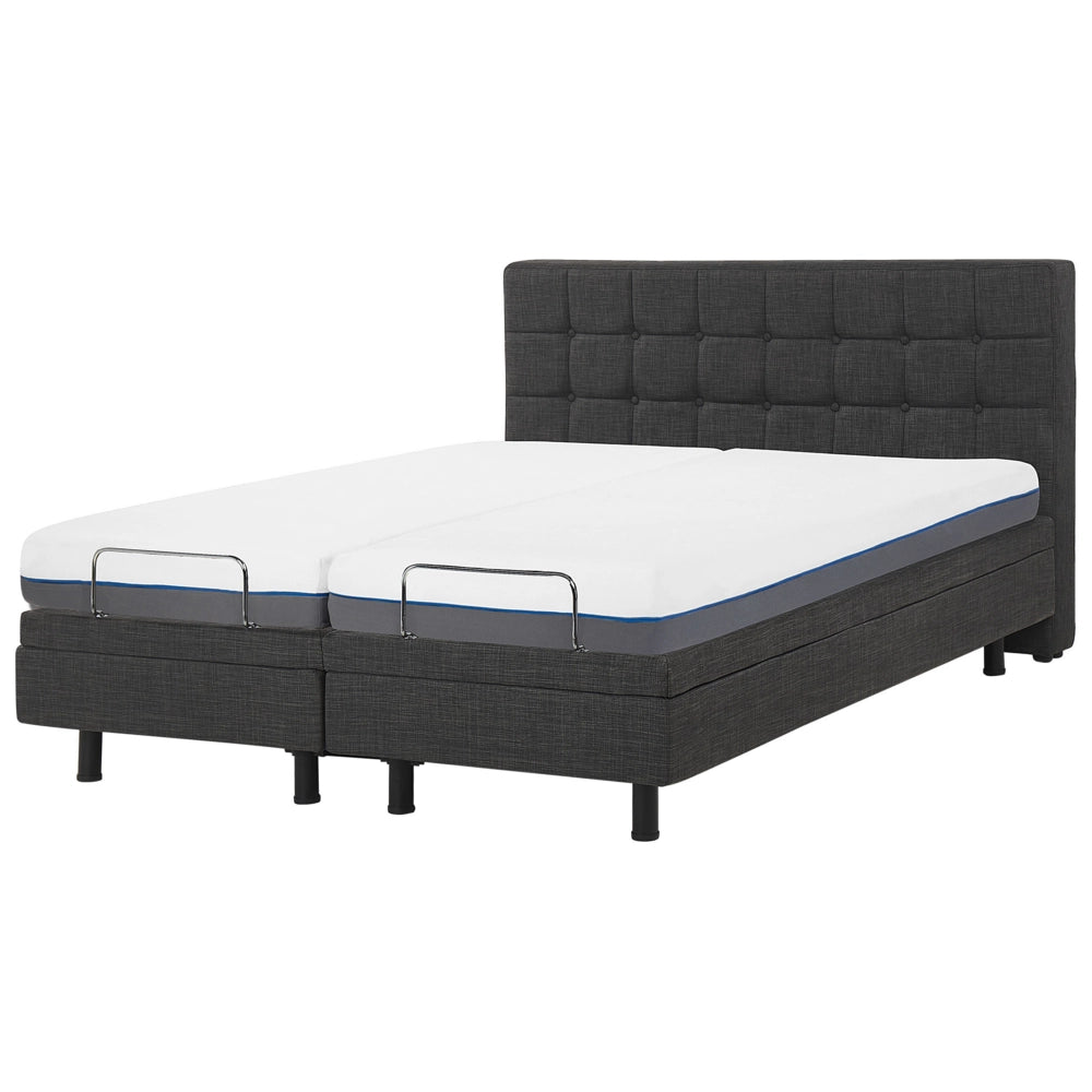 Letto Tessuto di colore Grigio Scuro Elettrico Regolabile con Telecomando 160 x 200 cm matrimoniale moderno