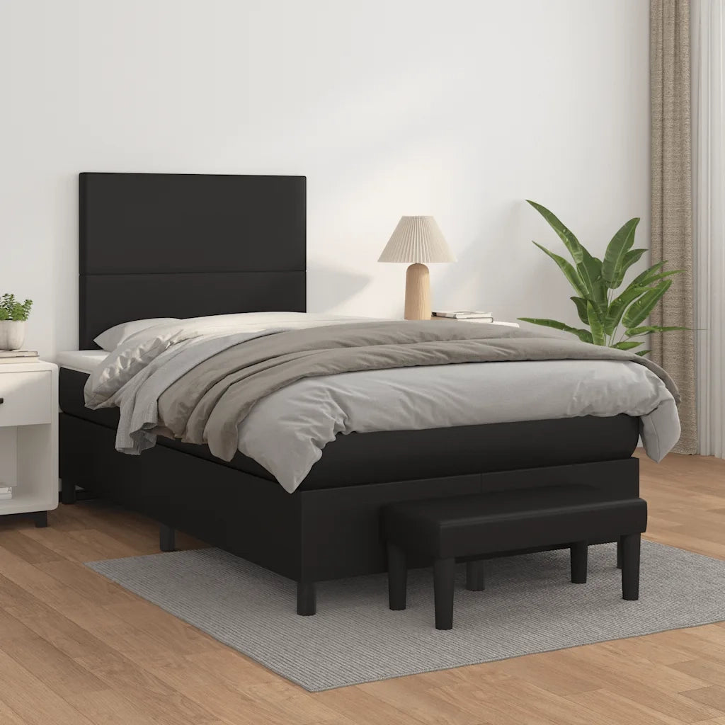 Giroletto a Molle con Materasso Nero 120x190 cm in Similpellecod mxl 91586
