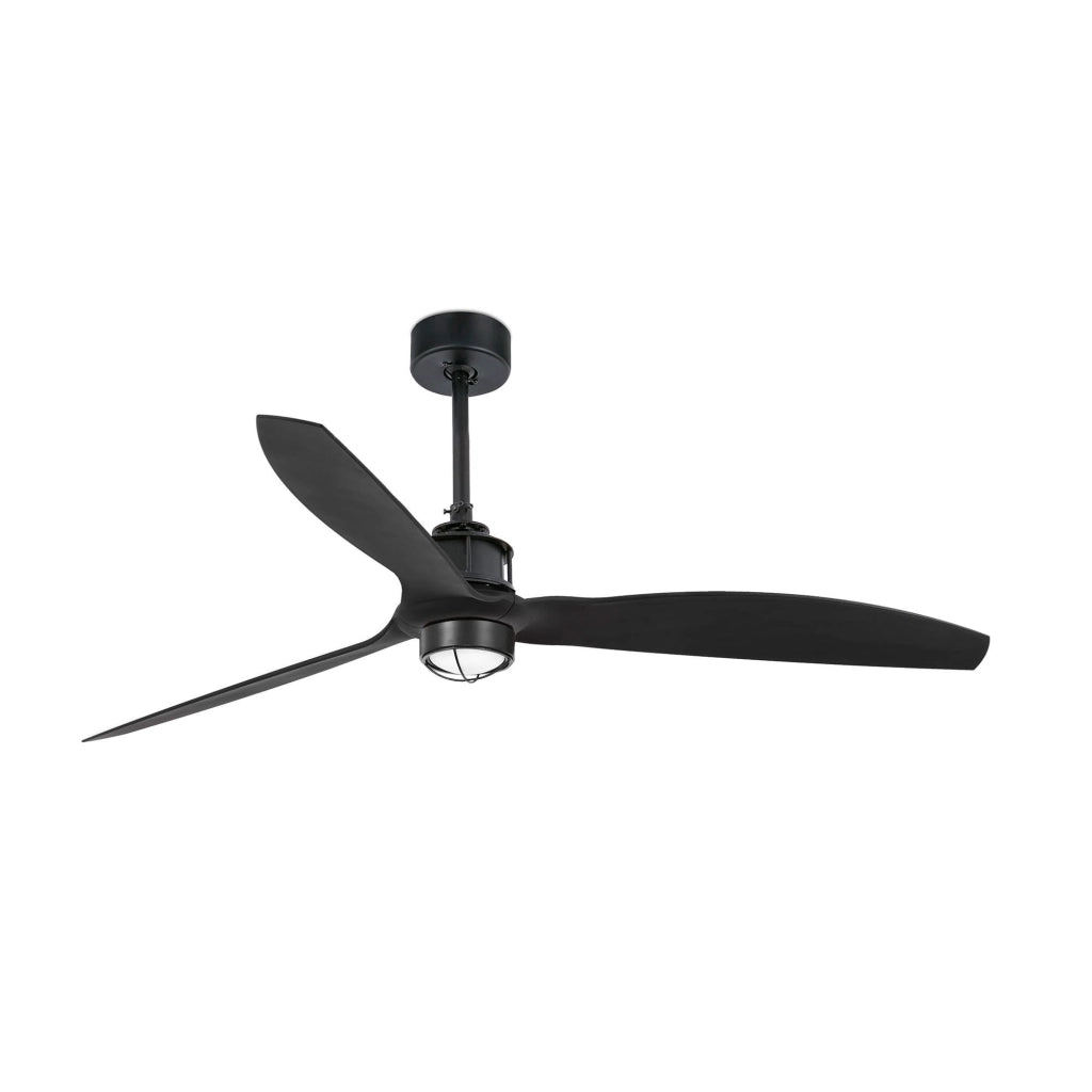 FARO Ventilatore da soffitto con luce LED 3000K 3 pale telecomando ON-OFF con blocco e memoria diametro Ø1280 acciaio Nero Opaco Just Fan M FARO-321001N