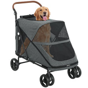 Carrello per Cani Pieghevole per Cani Grandi ¨C zephmum ¨C Grigio 360¡ã Ruote Girevoli