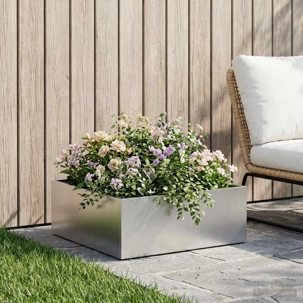 Vaso da giardino Argento 40 x 40 x 20 cm Acciaio Inox 8004988