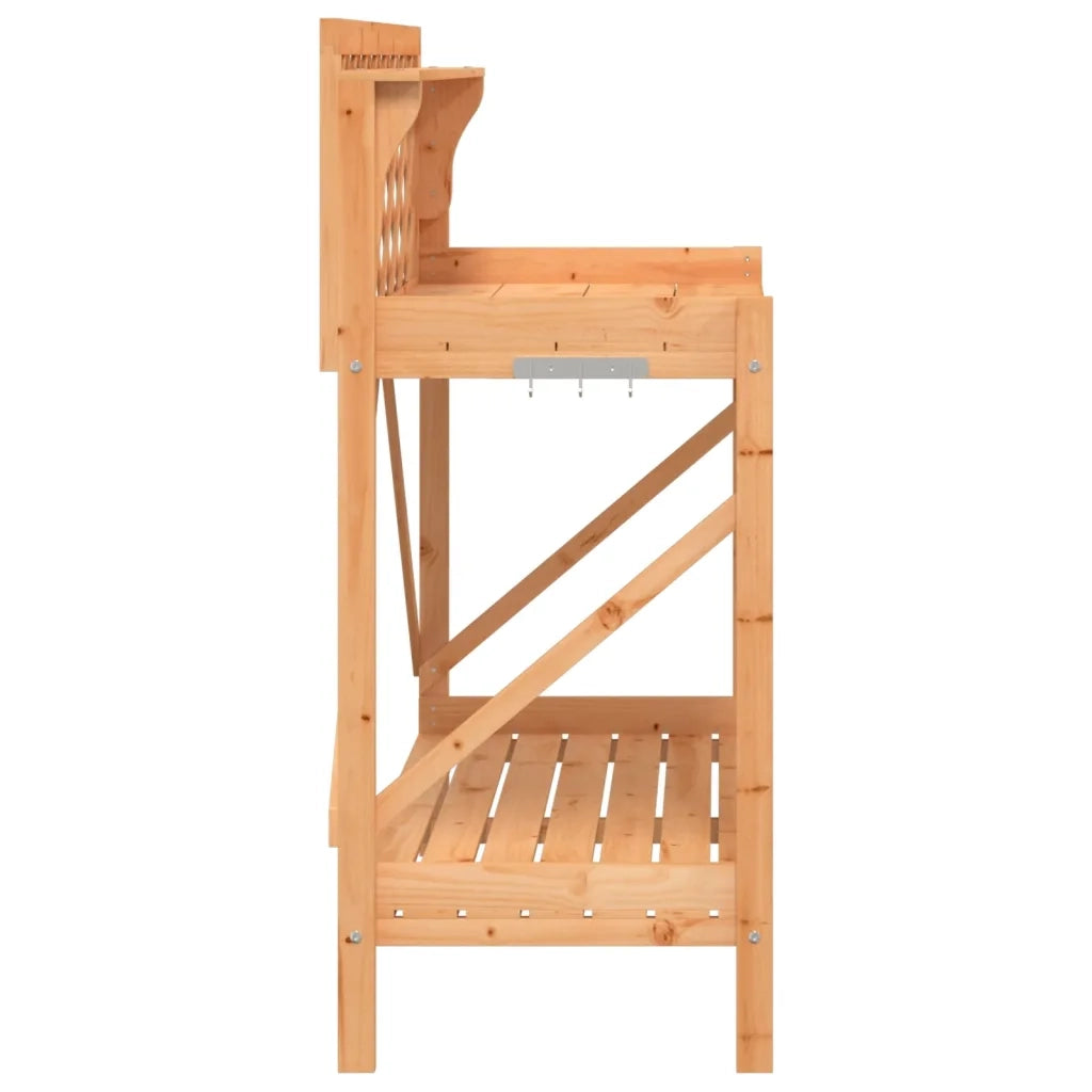 Panca Porta Vasi con Traliccio Marrone Legno Massello di Abete 368429