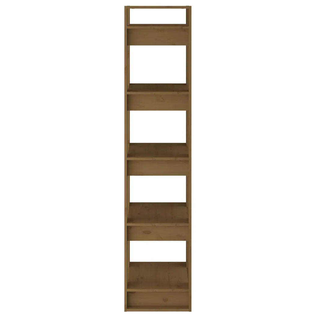 Libreria Divisorio-Scaffale per Libri-Mobile di Stoccaggio Ambrato 41x35x160 cm in Massello di Pino