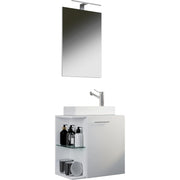 Oasi di Ezooza Mobile Sospeso con lavabo in ceramica di alta qualità e specchio, Bianco/Bianco , lavabo Bianco