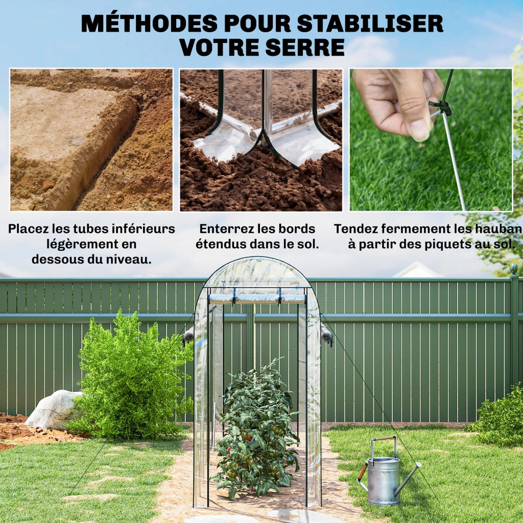 Serra Tunnel da Giardino ¨C Xylo ¨C Acciaio Galvanizzato, 8 Porte, 295x100x197cm