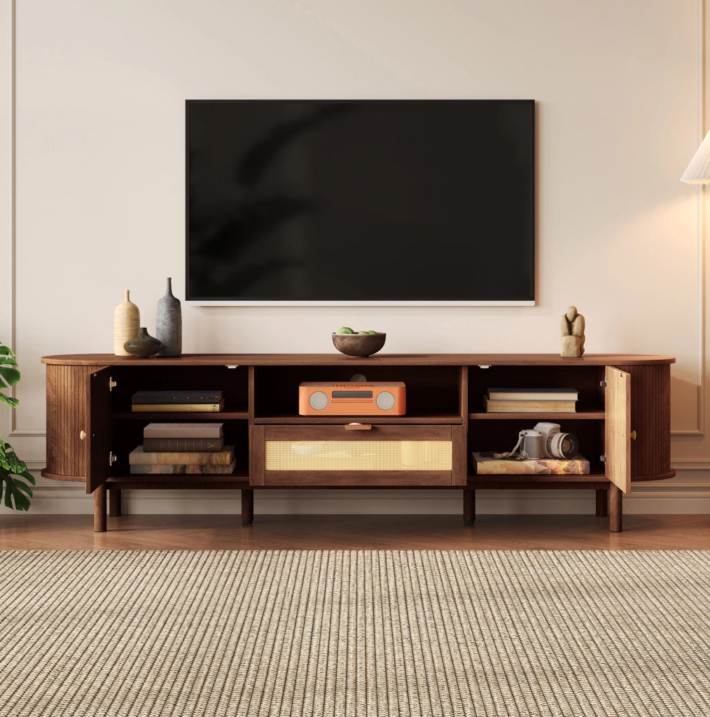 MOBILE TV 175x36x51 cm MDF Noce con ante semicircolari e cassetti