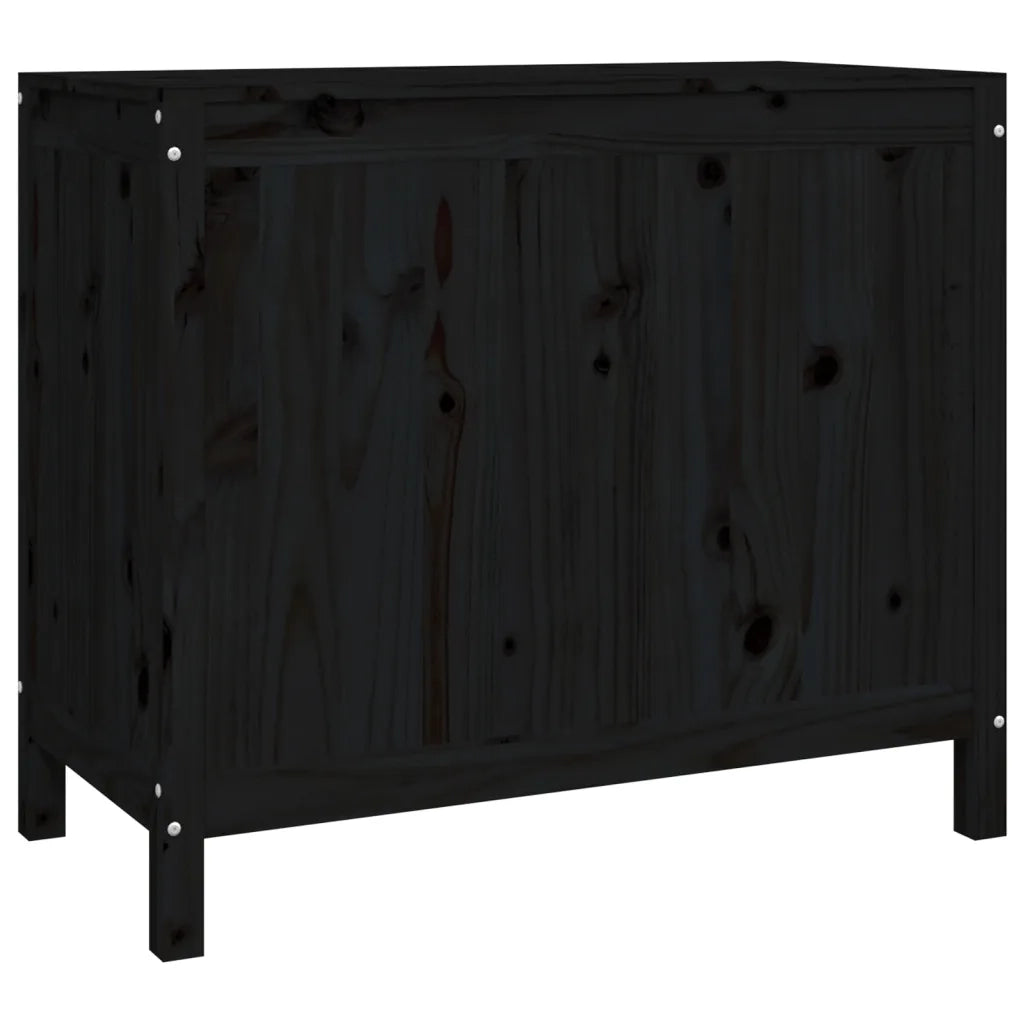 Contenitore per Bucato Nero 88,5x44x76 cm Legno Massello Pino 823583