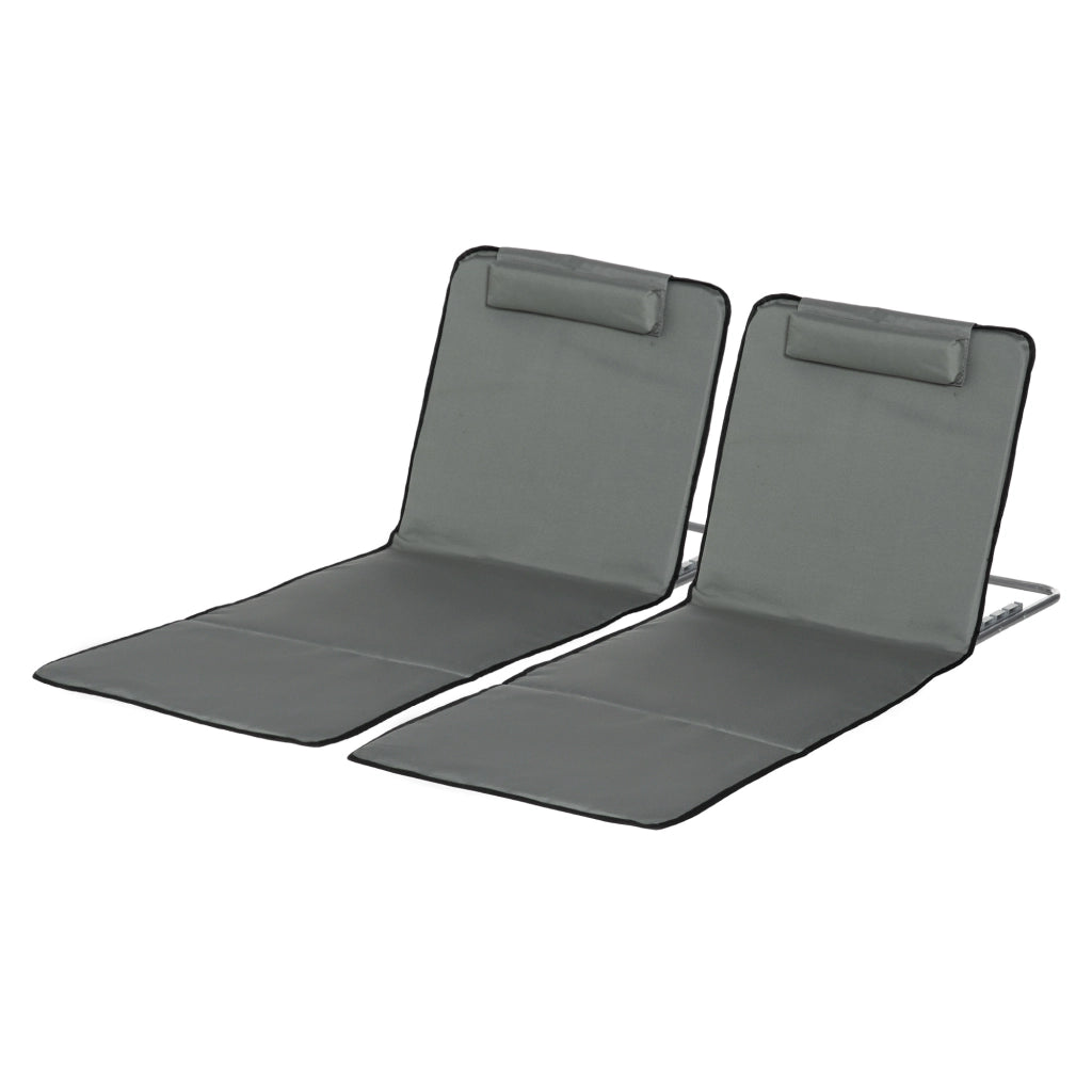 Set 2 Lettini Spiaggia Pieghevoli con Schienale Regolabile e Borsa ¨C zephmum ¨C Grigio