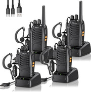 Radiocomunicação a Due Vie con Ricarica, Raggio di Azione Ampliato, 16 Canali e Lampada LED, Include Caricatore e Auricolari (4 pezzi)
