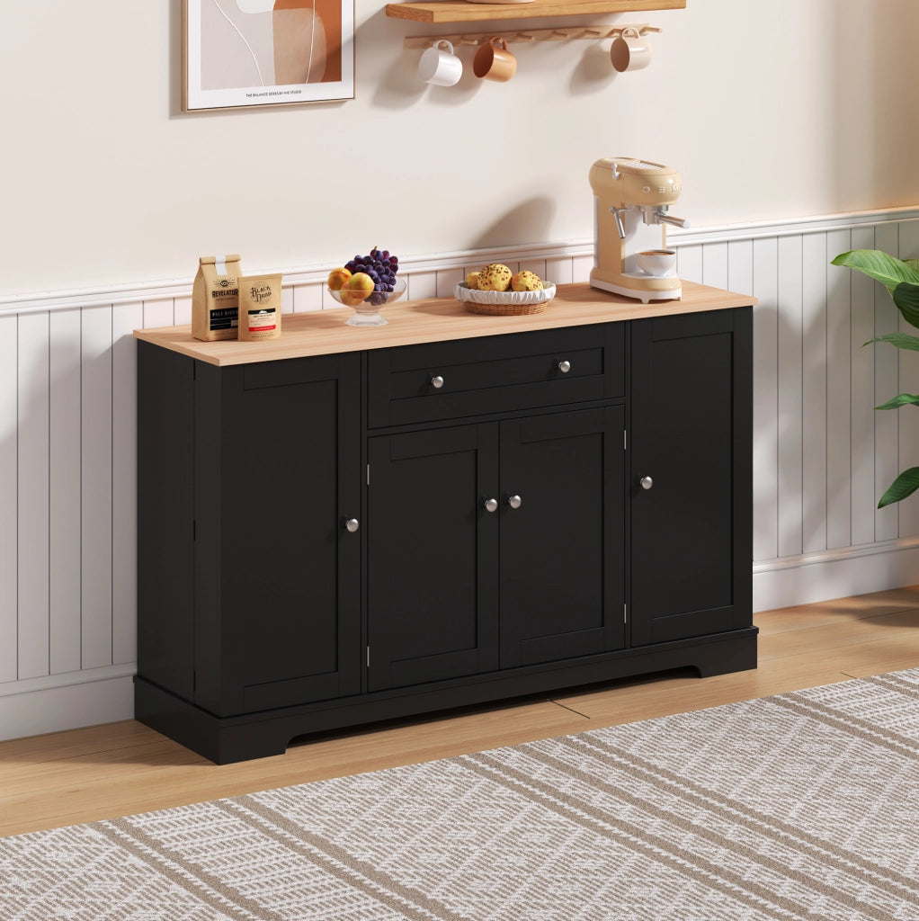 Credenza moderna nera in MDF con cassetto e ripiani regolabili