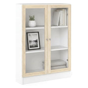 Libreria Amphan, Scaffale da ufficio, Mobile portalibri, Biblioteca, 79x28 h107 cm, Bianco e Quercia