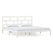 Letto matrimoniale | Letto per adulti | Giroletto Bianco in Legno Massello di Pino 200x200 cm