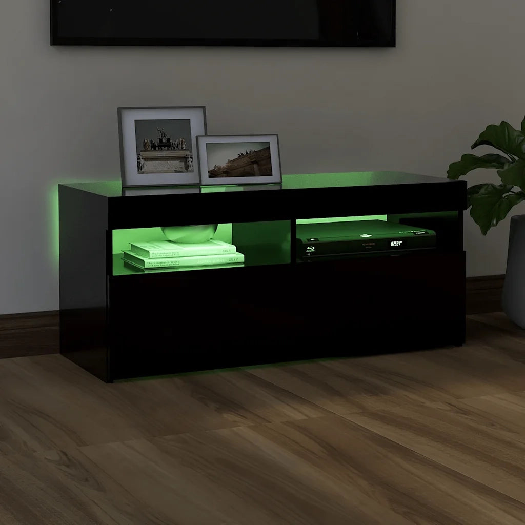 Mobile Porta TV con Luci LED Nero 90x35x40 cm 804383