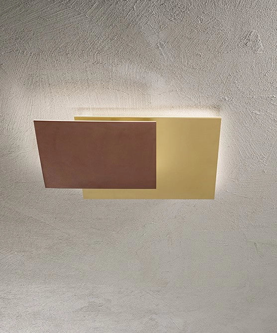 Applique a parete LED orientabile Oro/Marrone Metallizzato 48W, design moderno in metallo e alluminio con diffusore in acrilico - Perenz