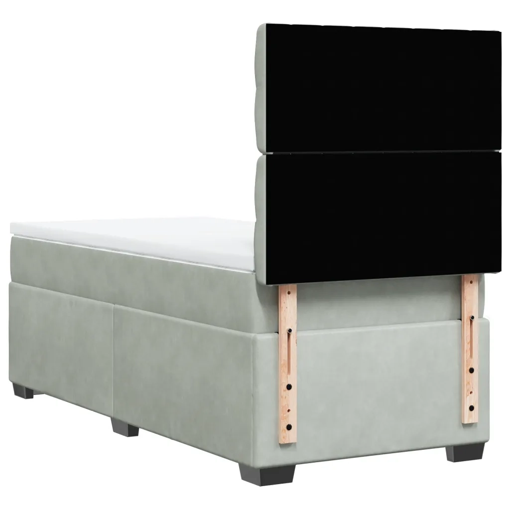 Giroletto a Molle con Materasso Grigio Chiaro 90x190 cm Velluto