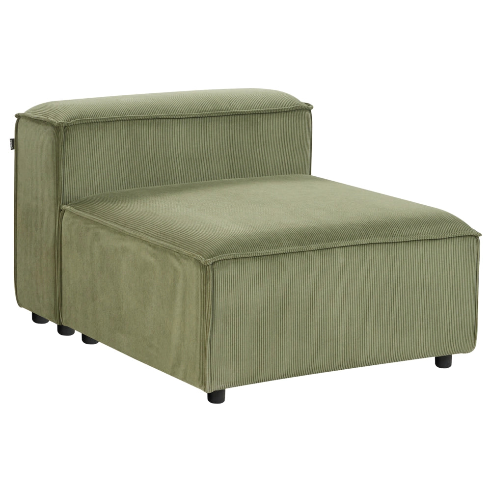 Poltrona imbottita componibile 1 posto velluto a coste verde con gambe nere Stile moderno