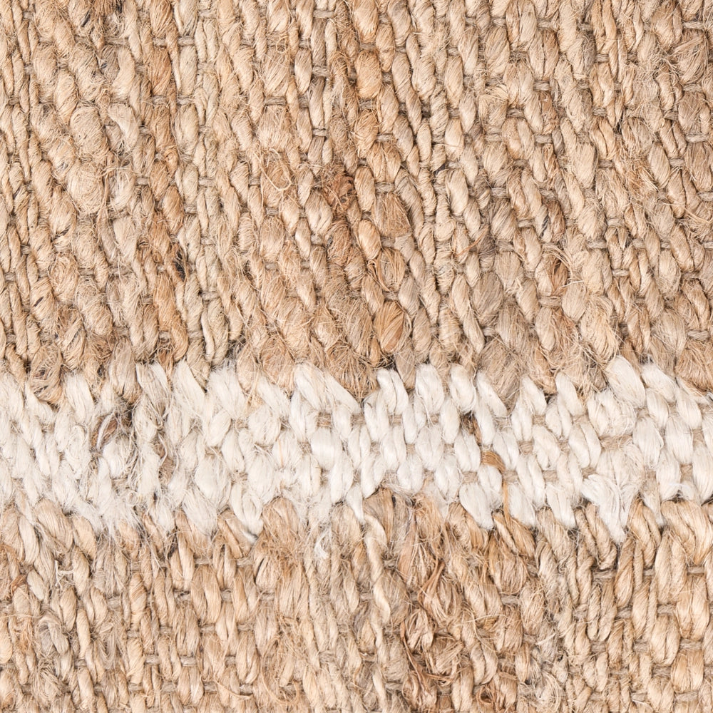 Tappeto beige chiaro in juta 160 x 230 cm con motivo rettangolare intrecciato in stile rustico per soggiorno e camera da letto