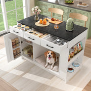 CARRELLO CUCINA 120x60x90 cm Bianco in MDF con area per animali domestici