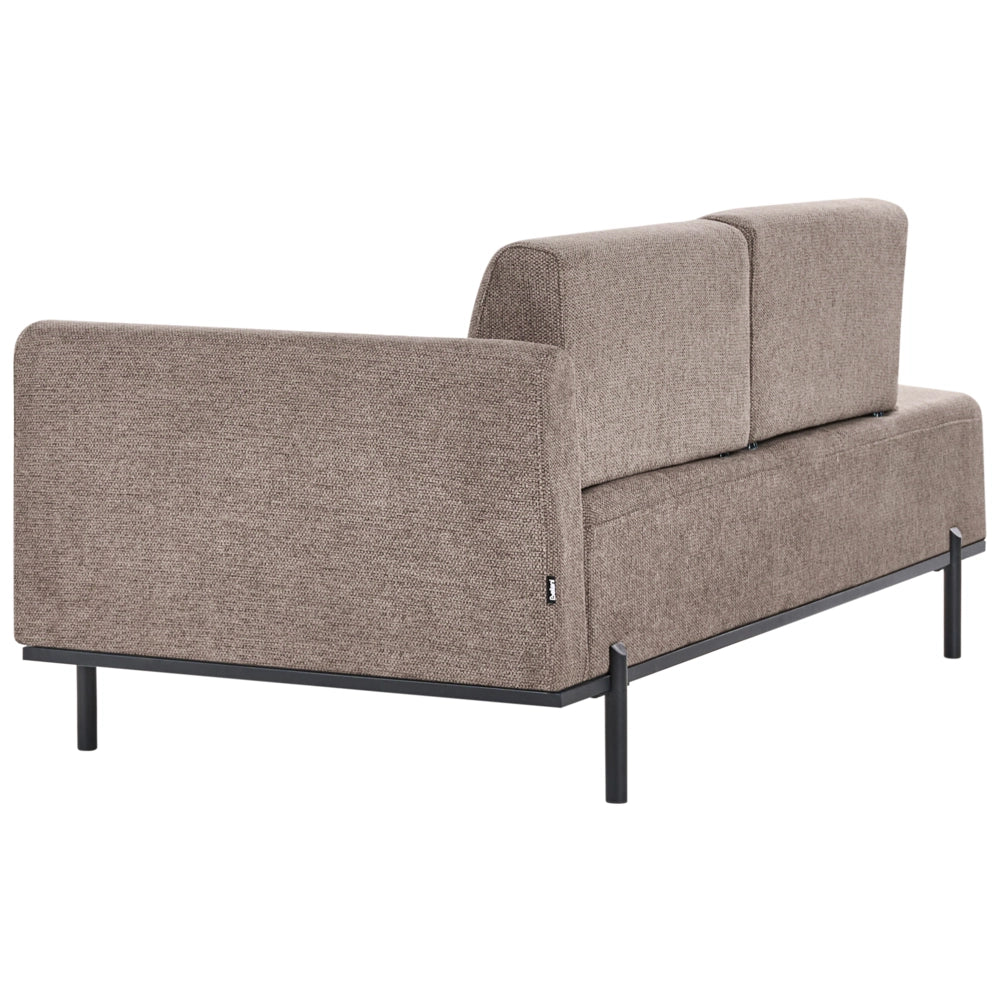 Chaise Lounge a destra marrone in finto lino Stile minimalista Gambe in metallo Chaise da salotto