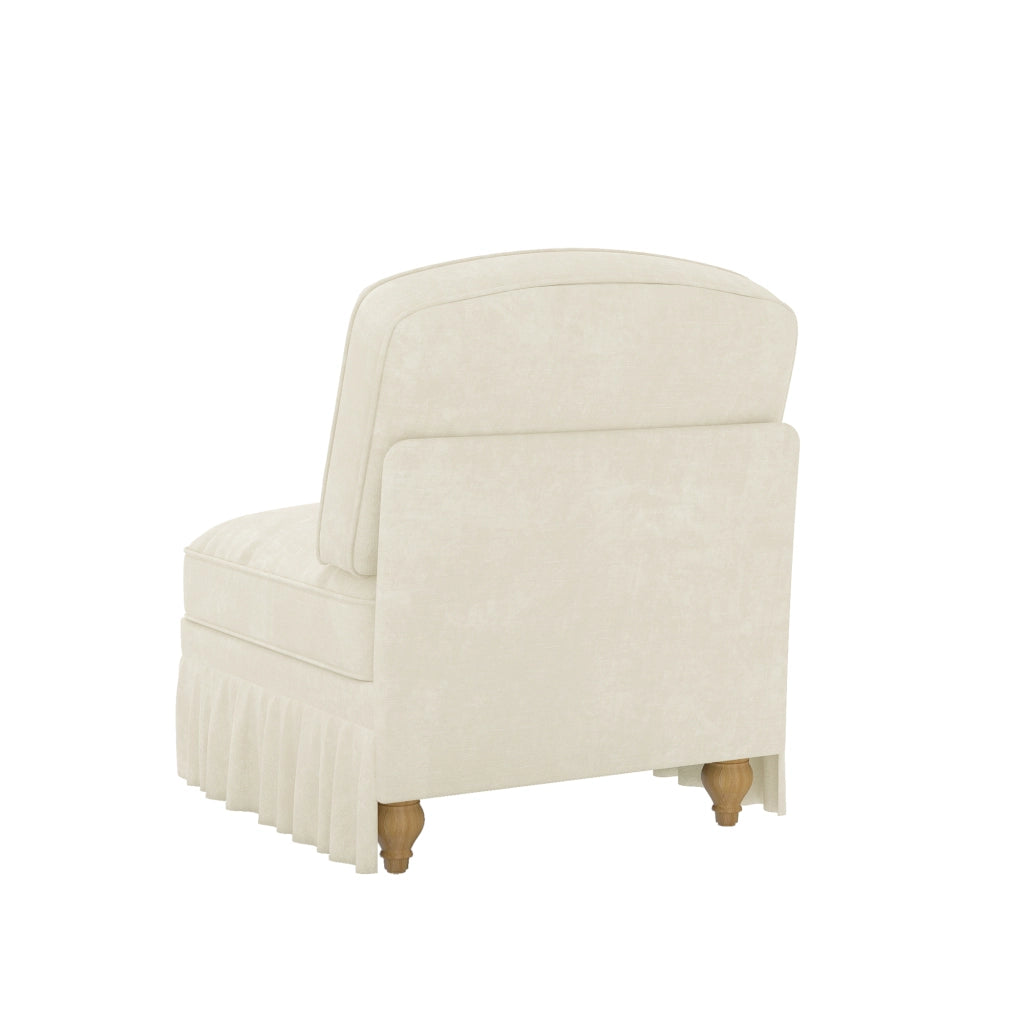 Divano senza braccioli con gonna rimovibile e cuscino design trasformabile in chenille bianco 79 × 75 × 23 cm