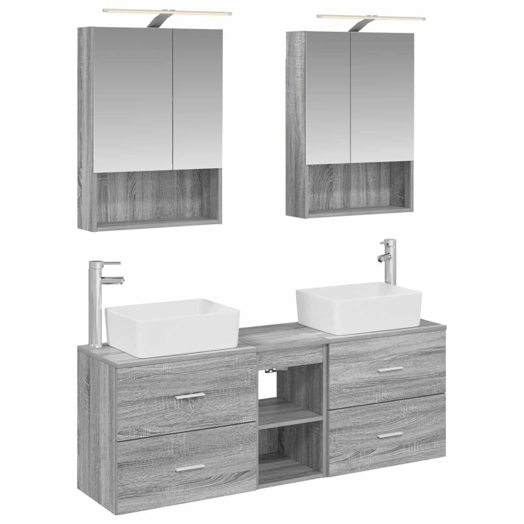 Set di mobili per il bagno 5 pcs Sonoma grigio 3406844