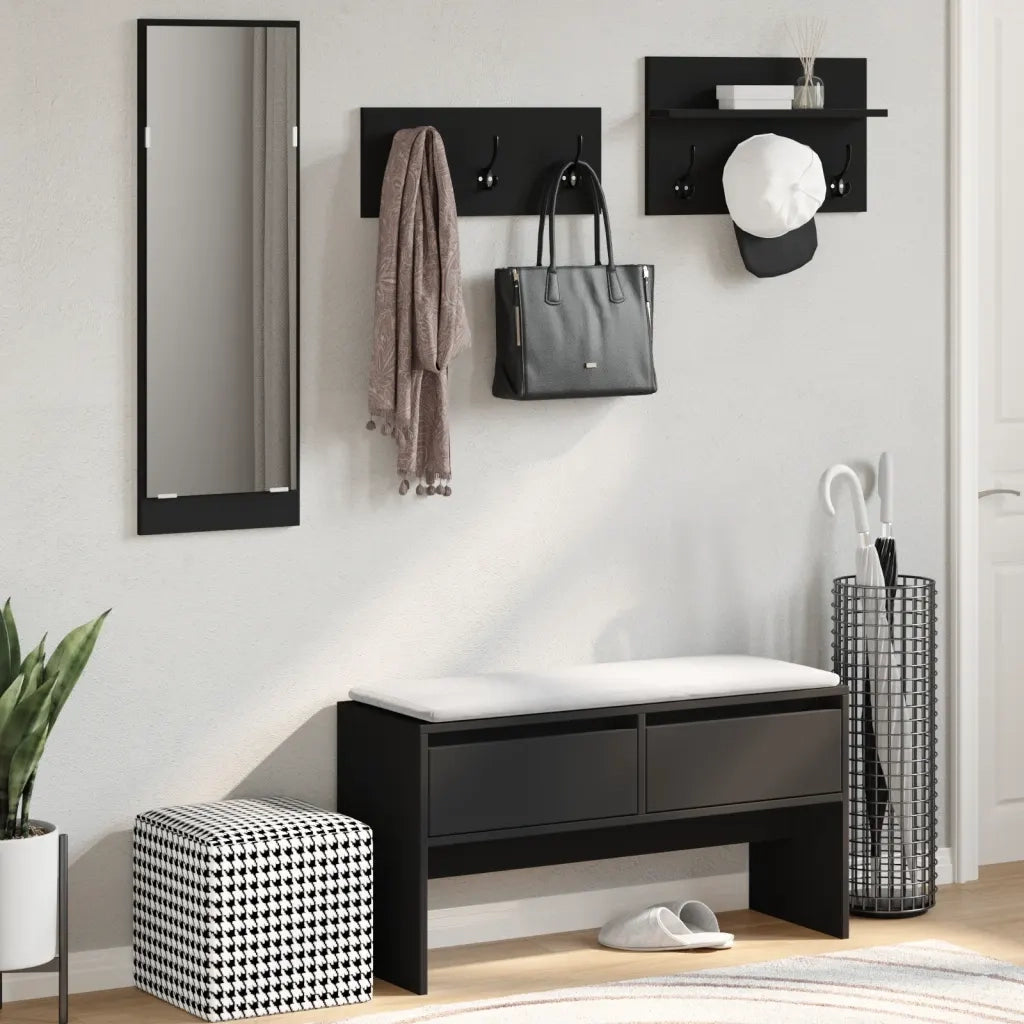 vidaXL Set Mobili da Ingresso 4 pz Nero in Legno Multistrato