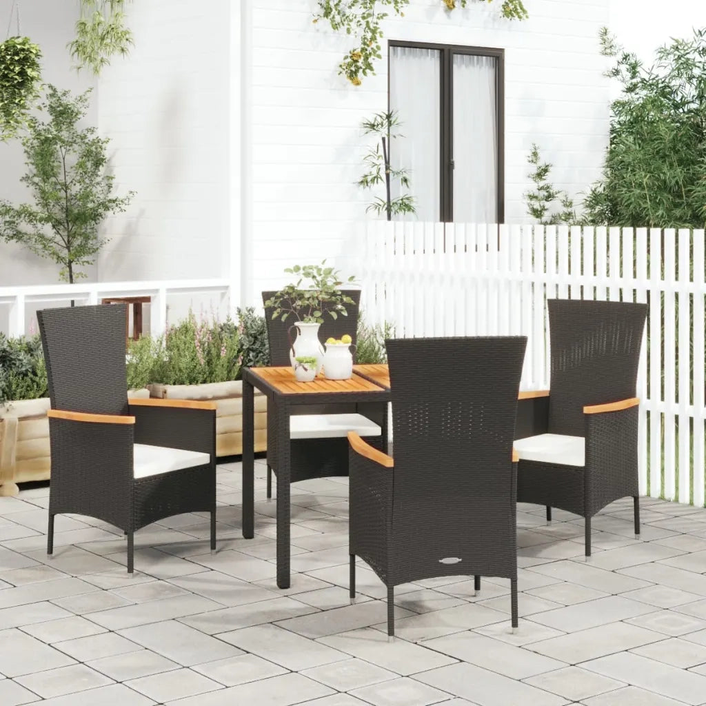 Set da Pranzo da Giardino 5 pz Nero con Cuscini in Polyrattancod mxl 124325
