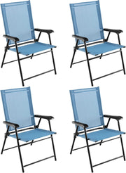 Set di 2/4 Sedie Pieghevoli da Giardino, Sedie Portatili con Braccioli e Struttura in Metallo, Sedie da Esterno Giardino Campeggio,Portata 150 kg (4, Blu, 65 x 60 x 93 cm)