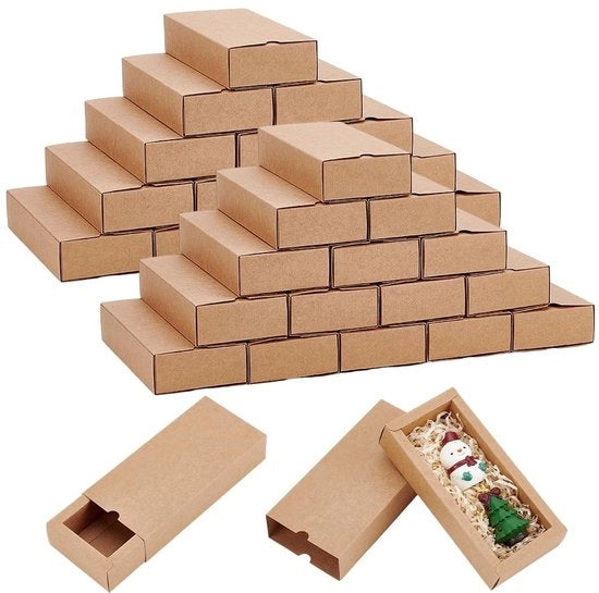 Pacco di Carta Kraft 36 Stuks - 17 x 11,5 x 3,55 cm - Resistente e Sostenibile - Scatola di Cartone per Regali - Ideale per Matrimoni e Packaging di Gioielli